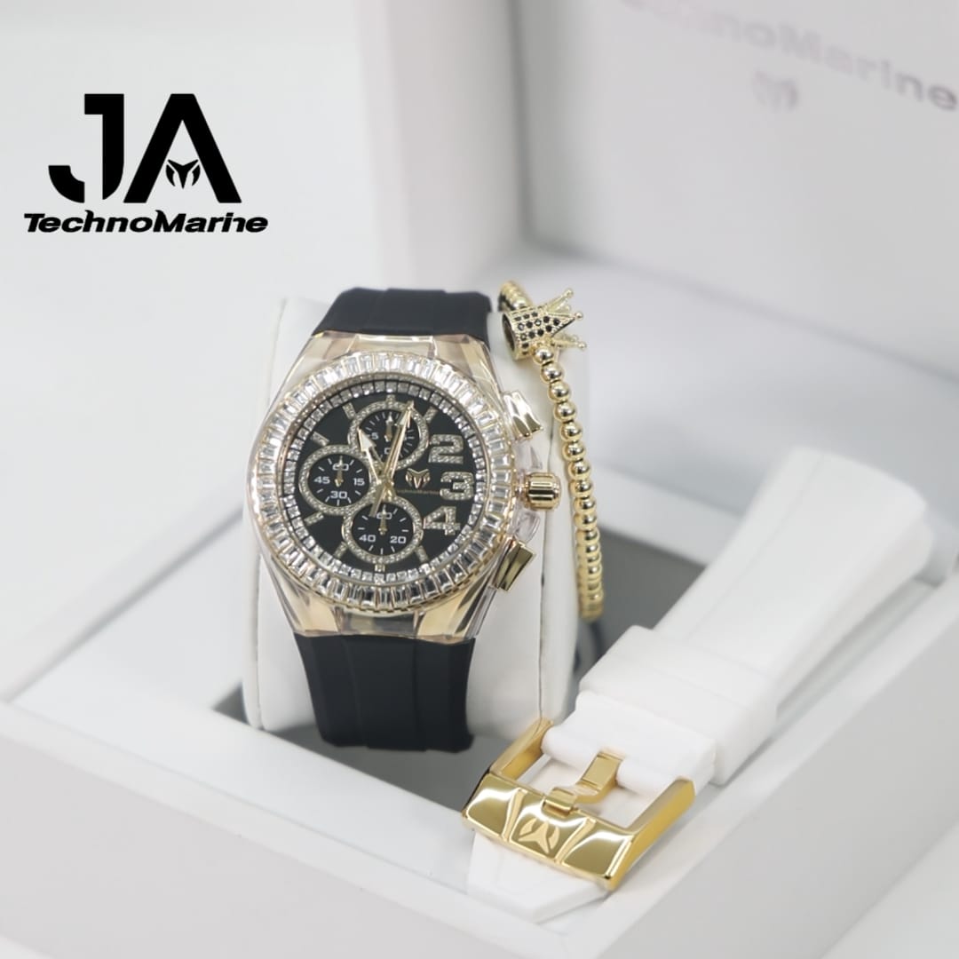 Technomarine Cruise Glitz 45mm Gold w Stones Arrival Dos Correas