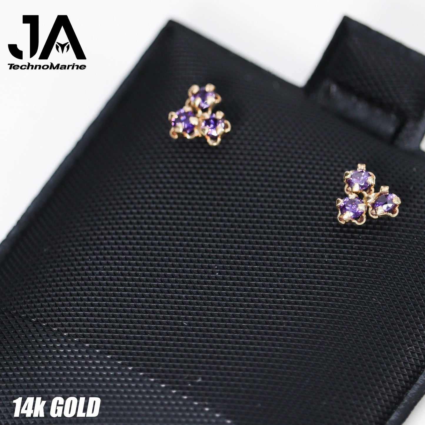 Zirconias De Tres Piedras Violeta 14k