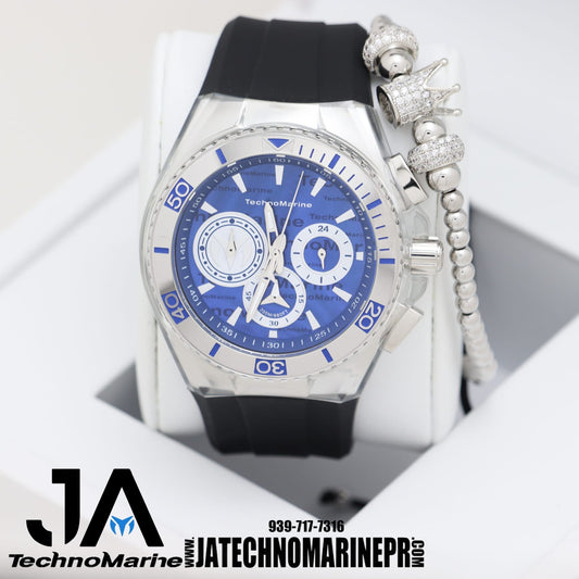 Technomarine Men's 46 MM  Cruise California Men's StainlessSteel Quartz Watch with Silicone Strap, Black