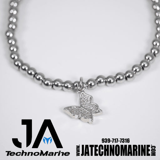 Pulsera De Mariposa Silver Mujer Ajustable Stainless Steel