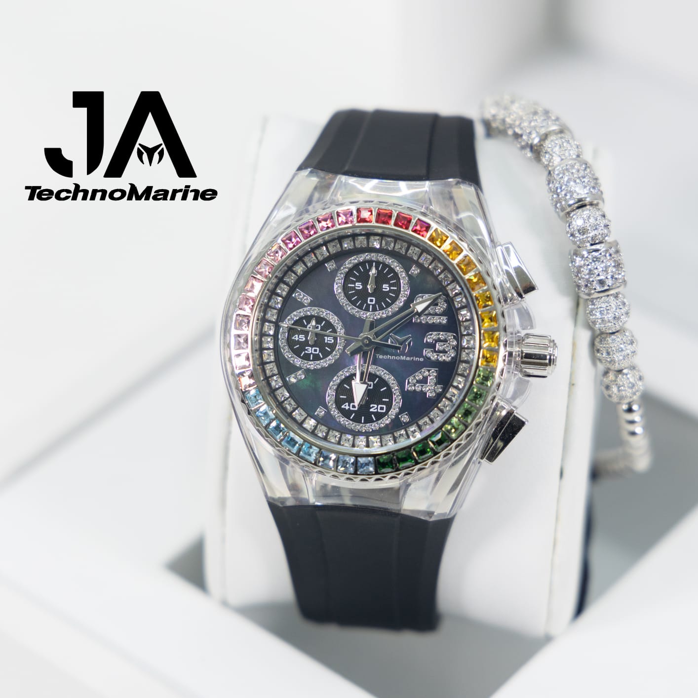 Technomarine Custom Cruise Glitz 40mm Silver Rainbow