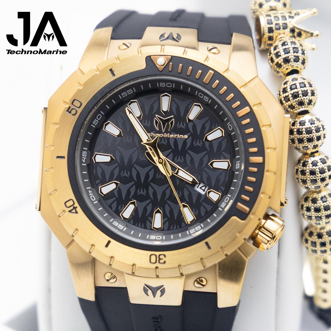 TechnoMarine Manta Quartz Gold Dial Men's Watch Una Pulsera Gratis