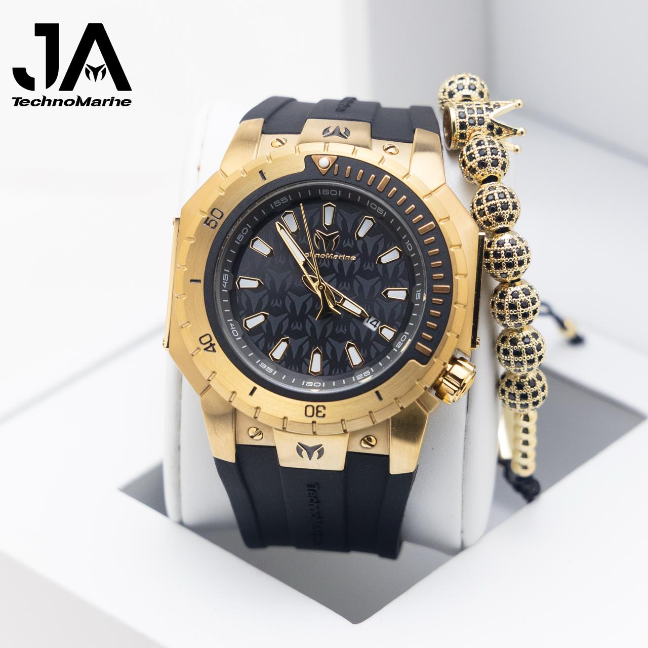TechnoMarine Manta Quartz Gold Dial Men's Watch Una Pulsera Gratis