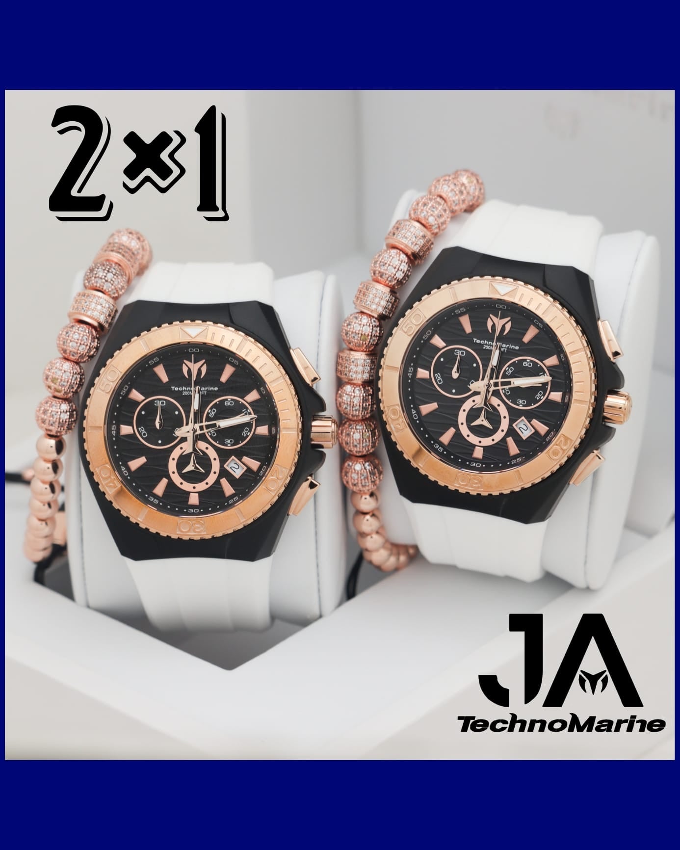 2 × 1 TechnoMarine Cruise Star Swiss Ronda Men's Watch - 46.65mm, Black,