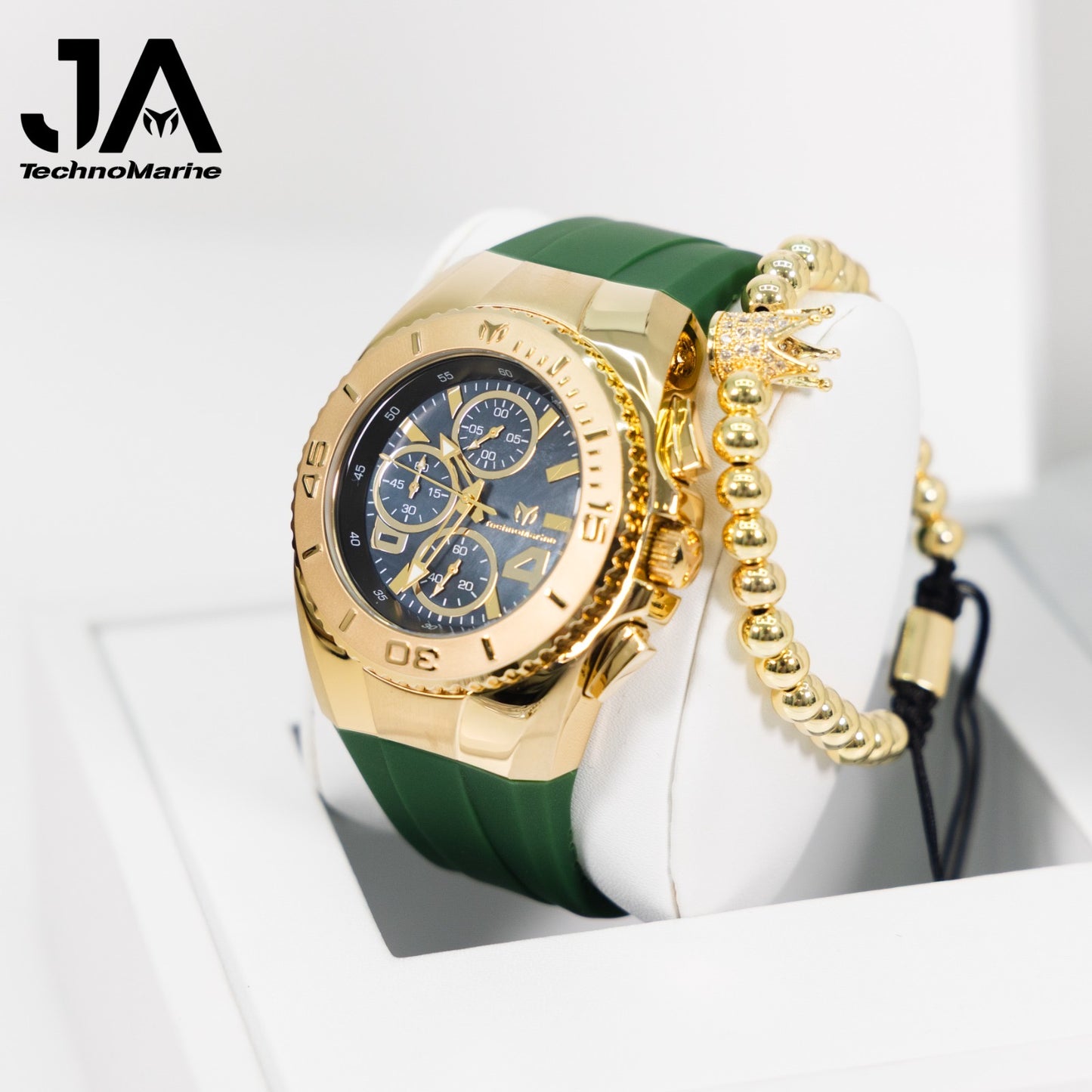 New Modelo 2025 TechnoMarine Cruise Original Men's Watch w/ Mother of Pearl Dial 44 mm, Black, Oro Green with Interchangeable Strap + 5% De Descuento = $139.99