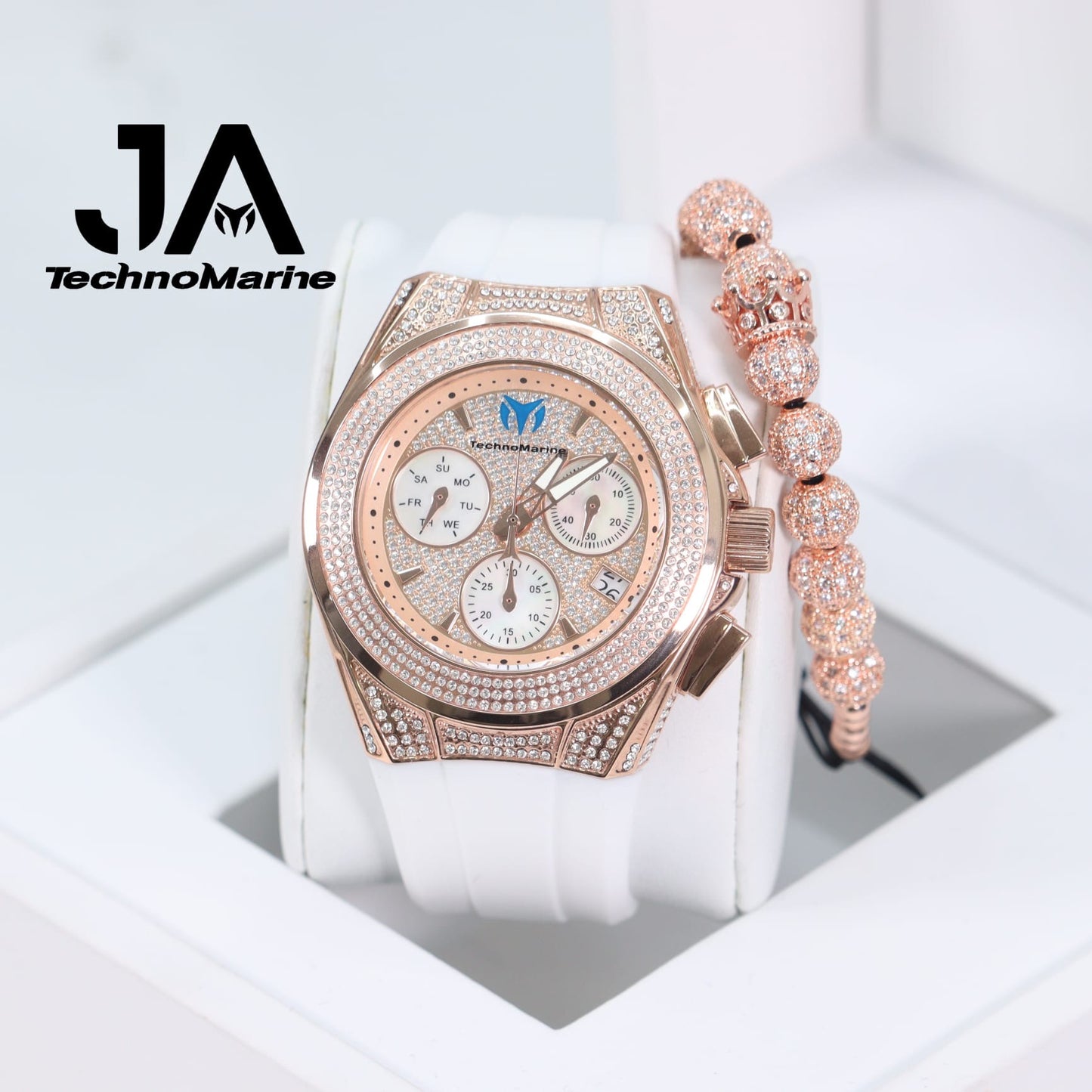 Technomarine (Pave) Cruise Collection Maquina Suiza Color Oro Rosado Una Pulsera Gratis