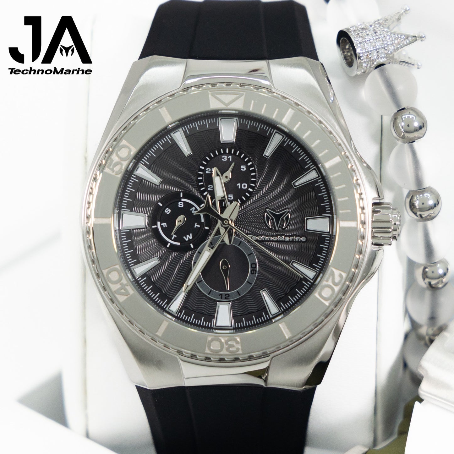 TechnoMarine Cruise California Men's Watch - 45mm, Black, White, Silver + 5% De Descuento = $159.99