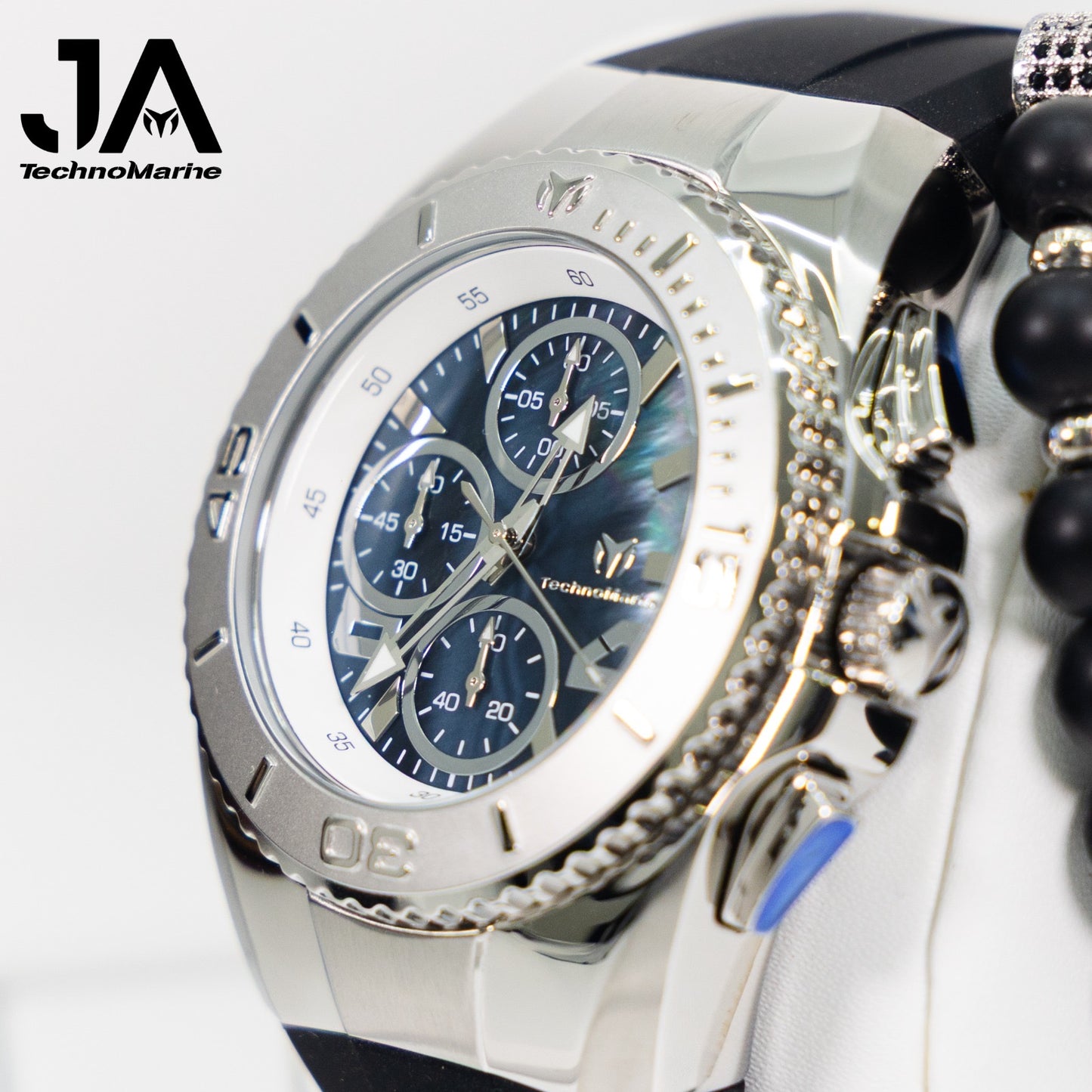 New Modelo 2025 TechnoMarine Cruise Original Men's Watch w/ Mother of Pearl Dial 44 mm, Black, Silver Green with Interchangeable Strap + 5% De Descuento = $139.99