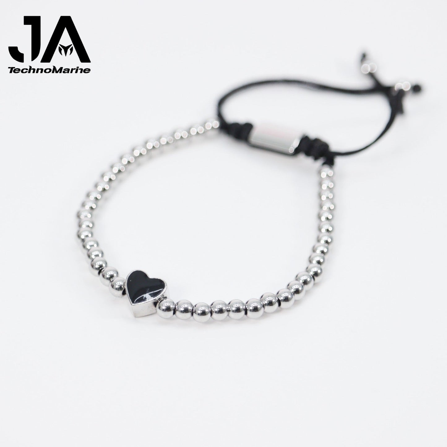 🎁 Pulsera De Corazón Negro Mujer Silver Ajustable Stainless Steel (Discount)