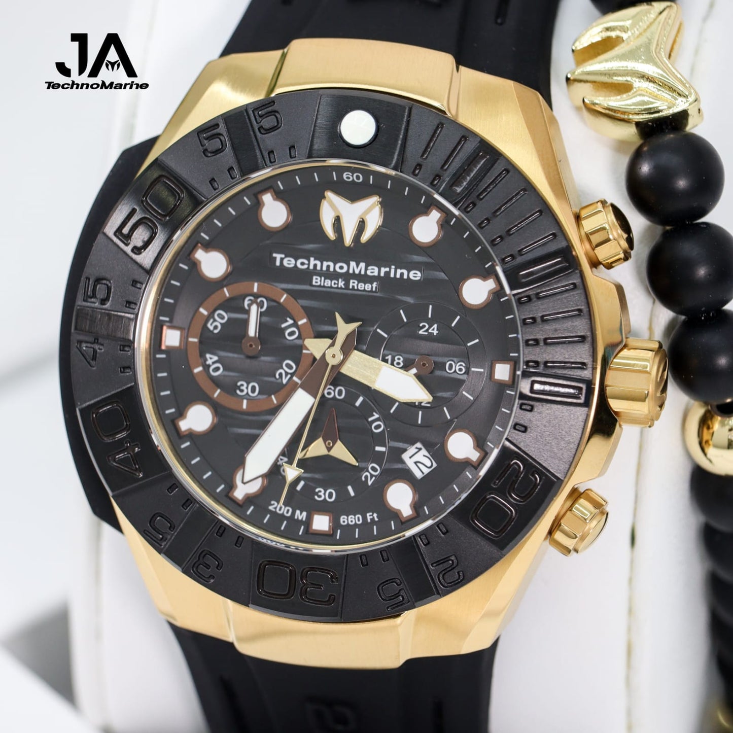 Technomarine Reef Black 45 mm Chronograph Quartz Black Dial Men's Watch (Una Pulsera Gratis)