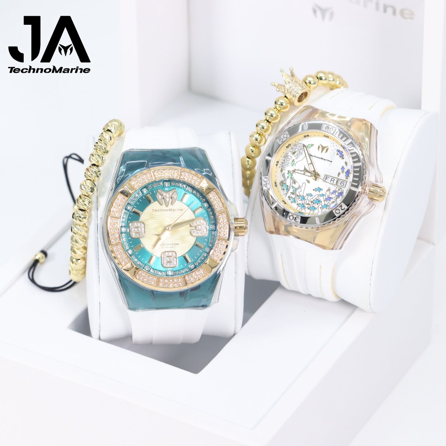 Technomarine Cruise Men’s Watch 45.5mm White + Technomarine Women's 40mm Cruise Dream Gold & White Incluye dos pulseras gratis