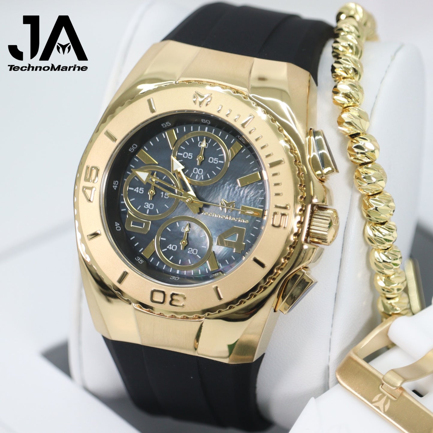 New Modelo 2025 TechnoMarine Cruise Original Men's Watch w/ Mother of Pearl Dial 44 mm, Black, Gold Green with Interchangeable Strap