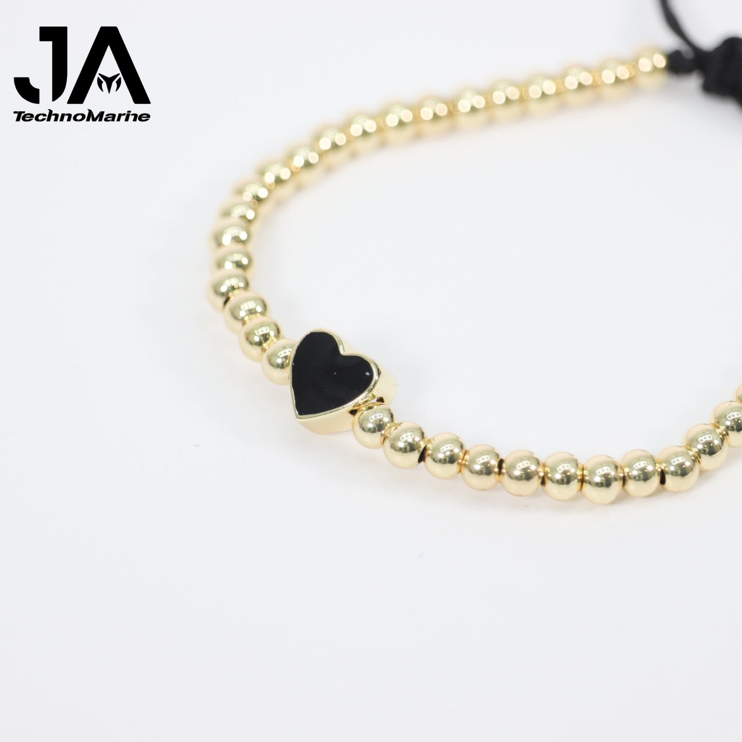 Pulsera De Corazón Negra Mujer Dorada Ajustable Stainless Steel