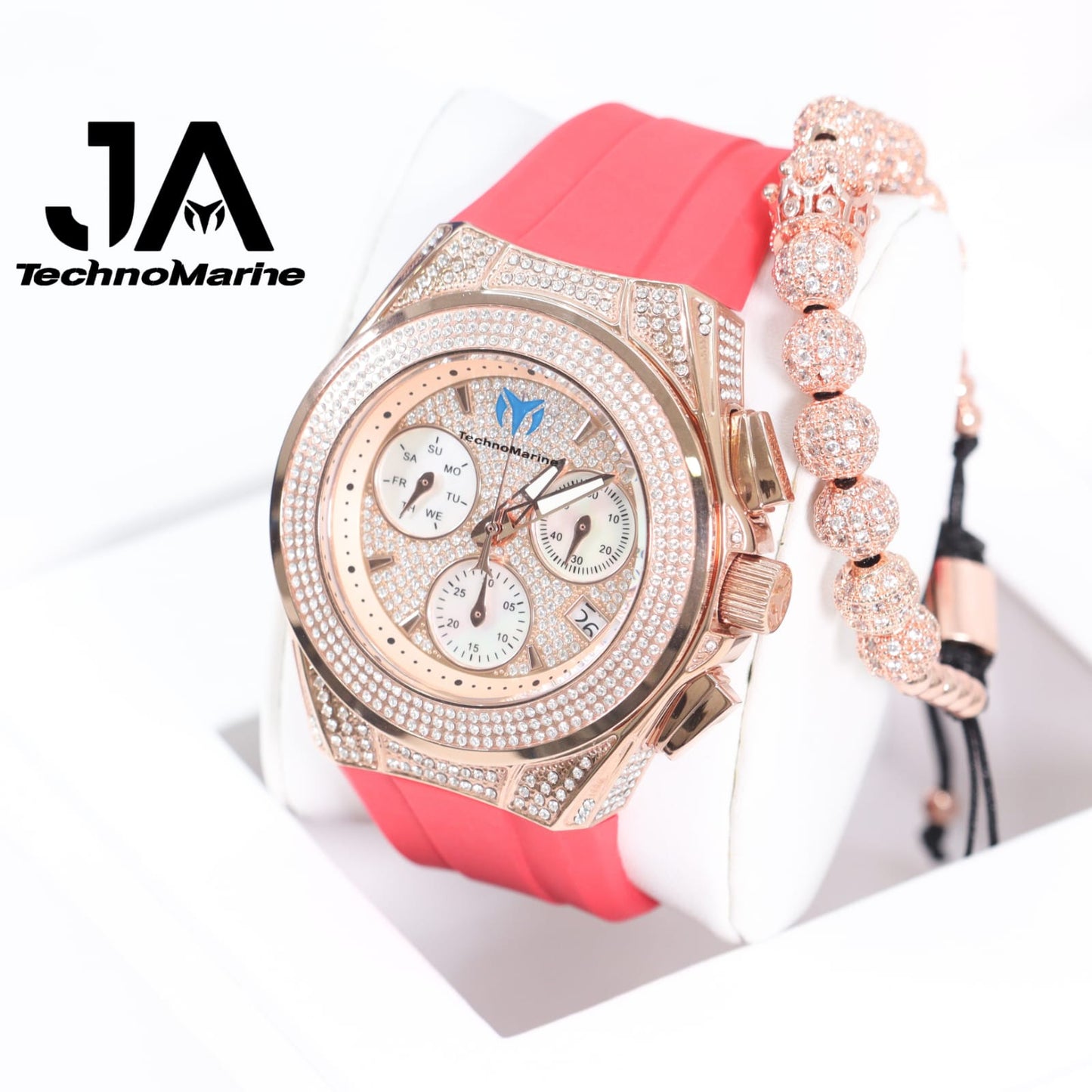 Technomarine (Pave) Cruise Collection Maquina Suiza Color Oro Rosado Una Pulsera Gratis