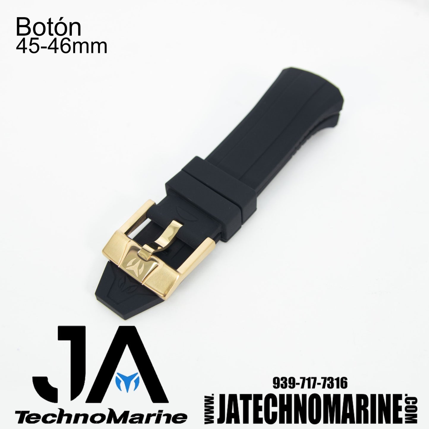 Correa hombre 44, 45 46 mm Botón Negra