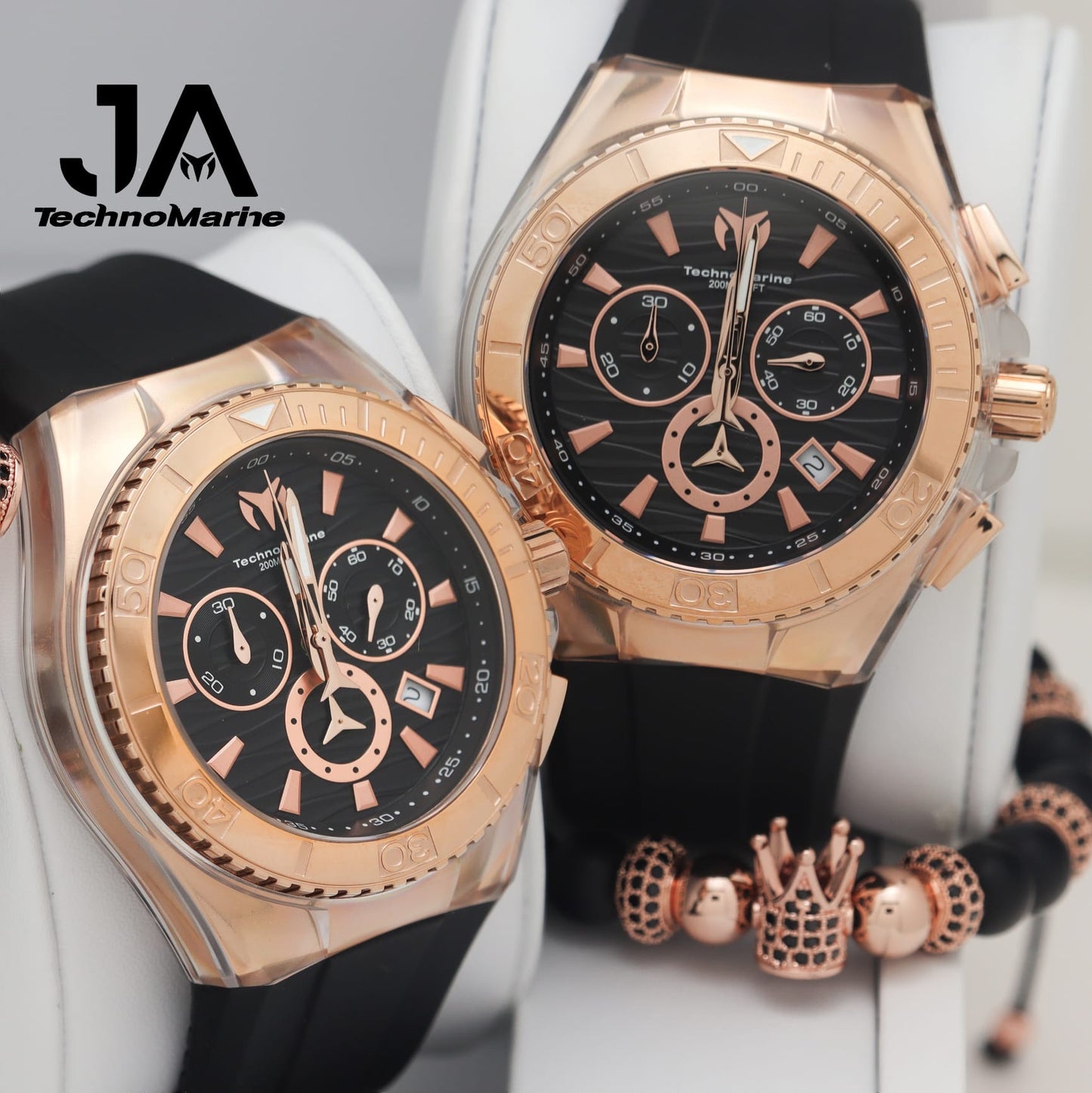 2× 1 TechnoMarine Cruise Star Men's Watch - 46.65mm, Swiss Sapphire Crystal rose gold