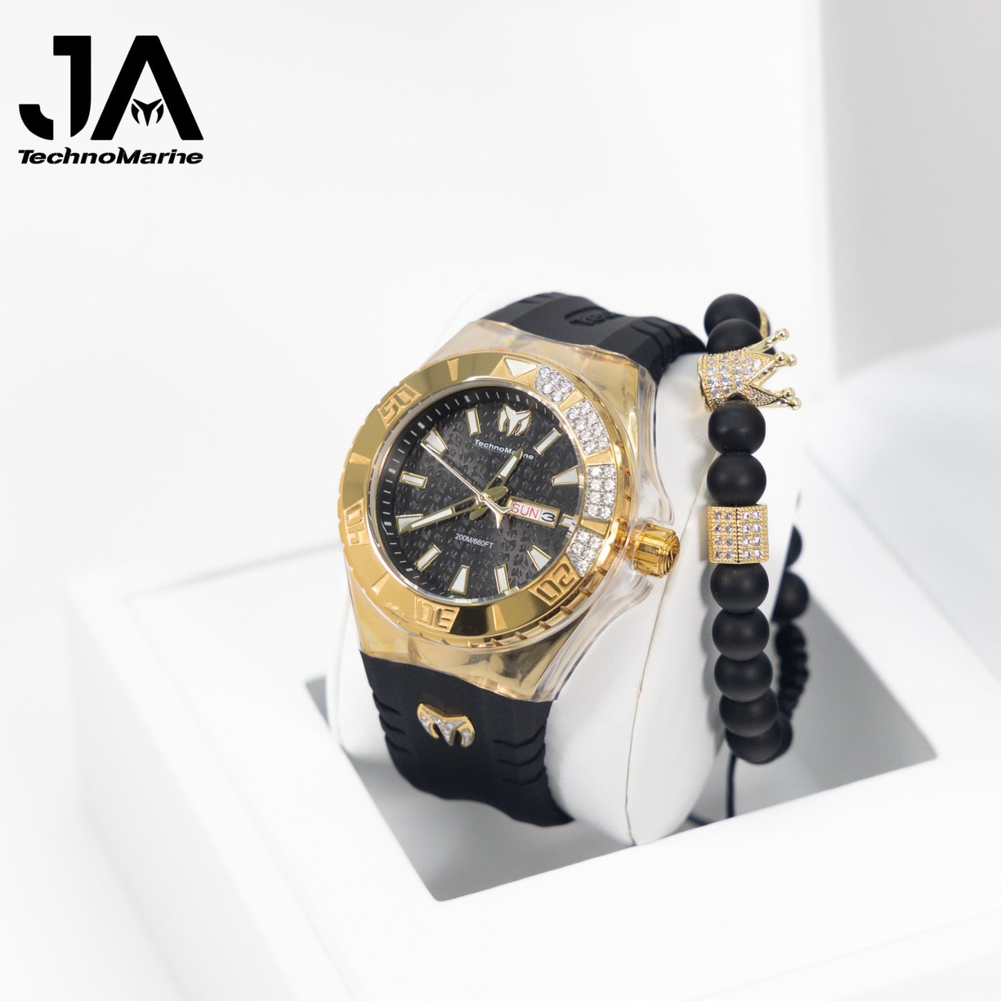 TechnoMarine Cruise Monogram Men's Watch - 47.8mm Correa Negra, Fondo Negro Custom
