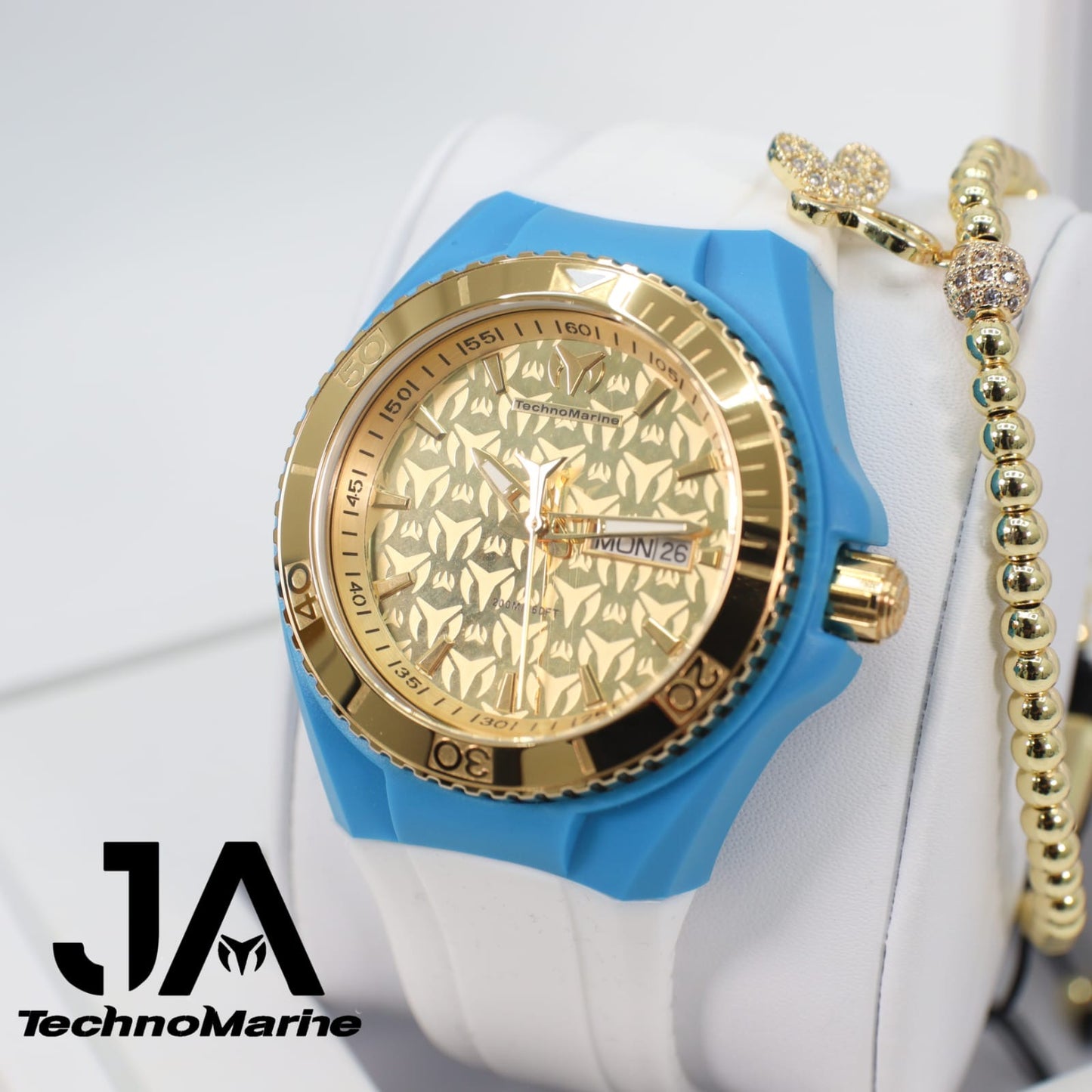 TechnoMarine Cruise Monogram 40MM Gold Bisel Blue