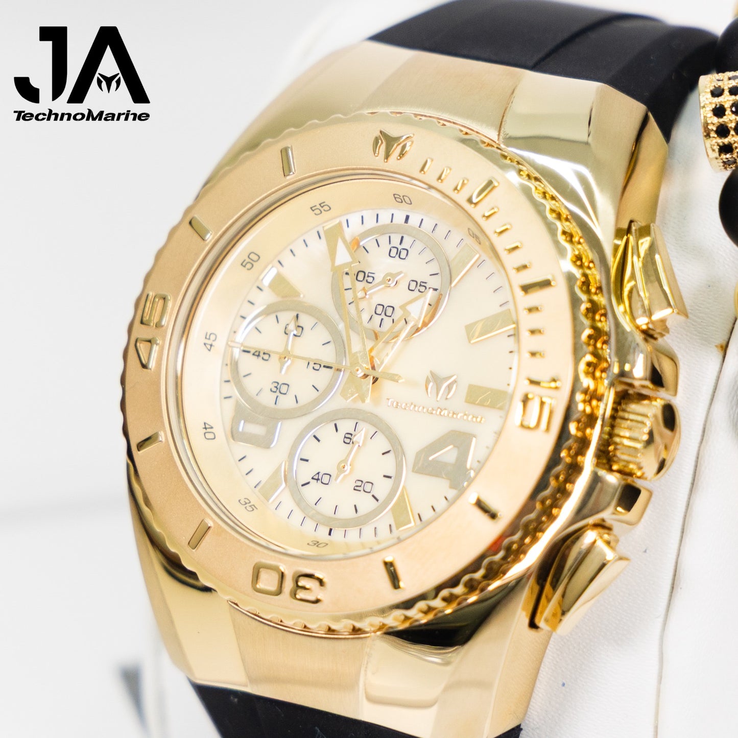New Modelo 2025 TechnoMarine Cruise Original Men's Watch w/ Mother of Pearl Dial 44 mm, Black, Oro Green with Interchangeable Strap + 5% De Descuento = $139.99