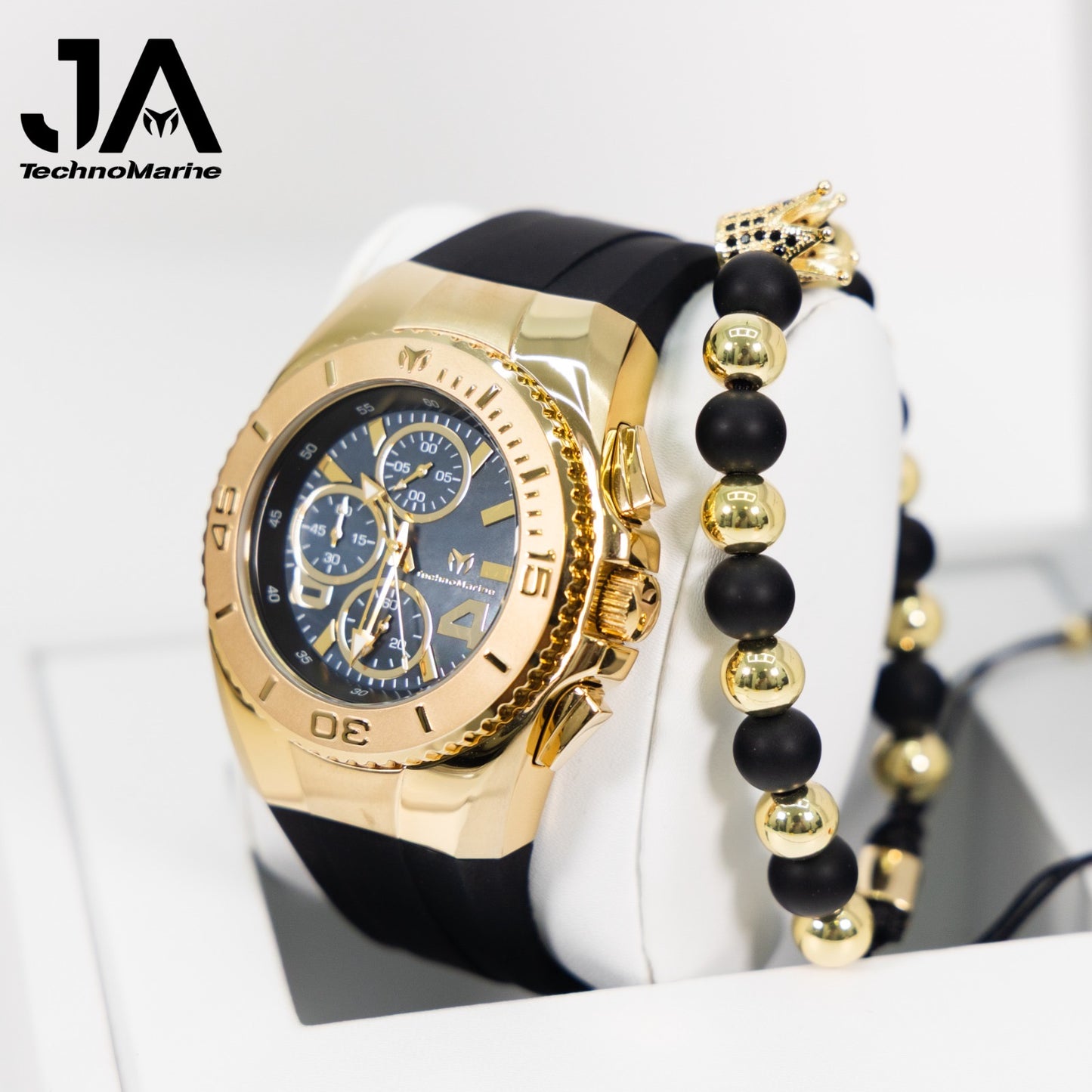 New Modelo 2025 TechnoMarine Cruise Original Men's Watch w/ Mother of Pearl Dial 44 mm, Black, Oro Green with Interchangeable Strap + 5% De Descuento = $139.99