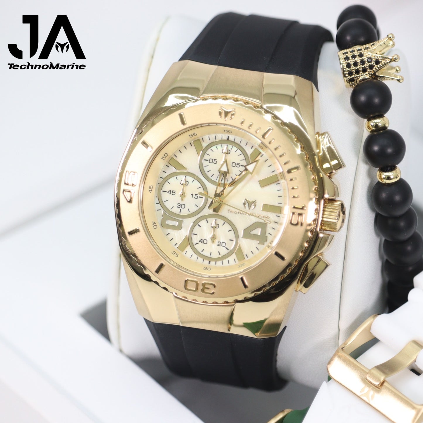 New Modelo 2025 TechnoMarine Cruise Original Men's Watch w/ Mother of Pearl Dial 44 mm, Black, Silver Green with Interchangeable Strap