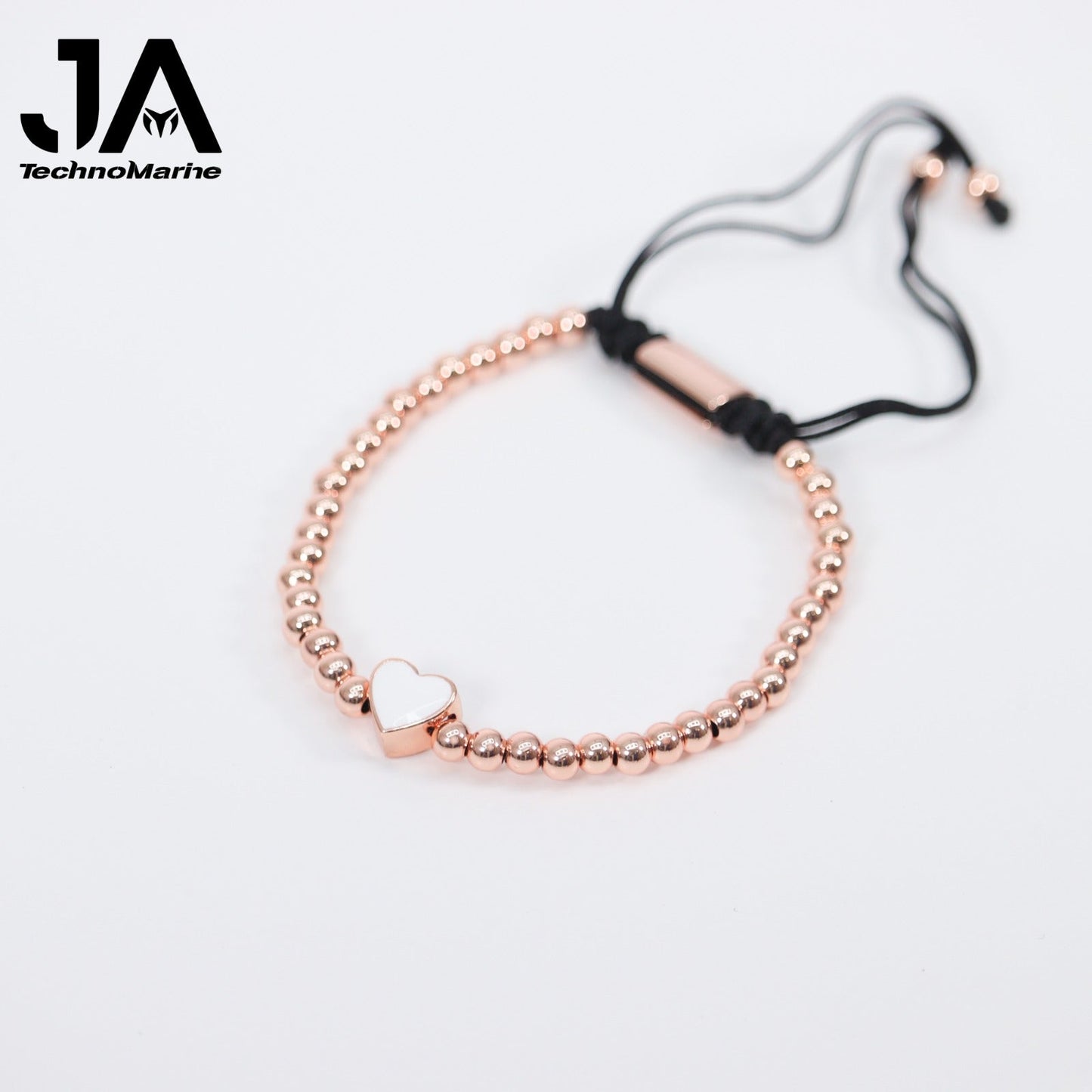 🎁 Pulsera De Corazón Blanco Mujer Rose Gold Ajustable Stainless Steel (Discount)