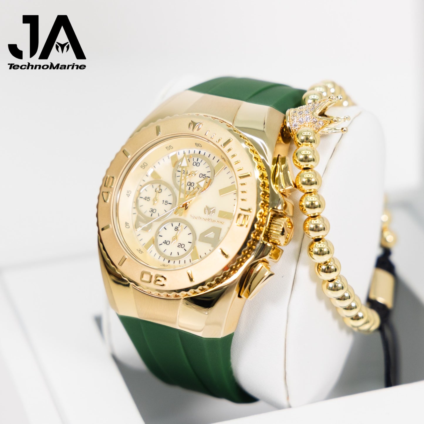 New Modelo 2025 TechnoMarine Cruise Original Men's Watch w/ Mother of Pearl Dial 44 mm, Black, Oro Green with Interchangeable Strap + 5% De Descuento = $139.99