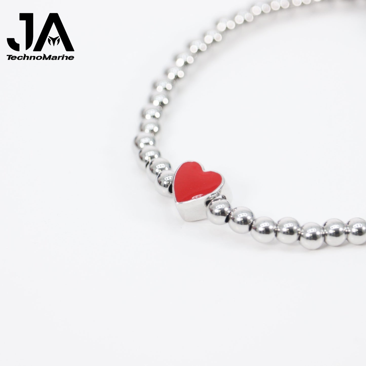 Pulsera De Corazón Rojo Mujer Silver Ajustable Stainless Steel