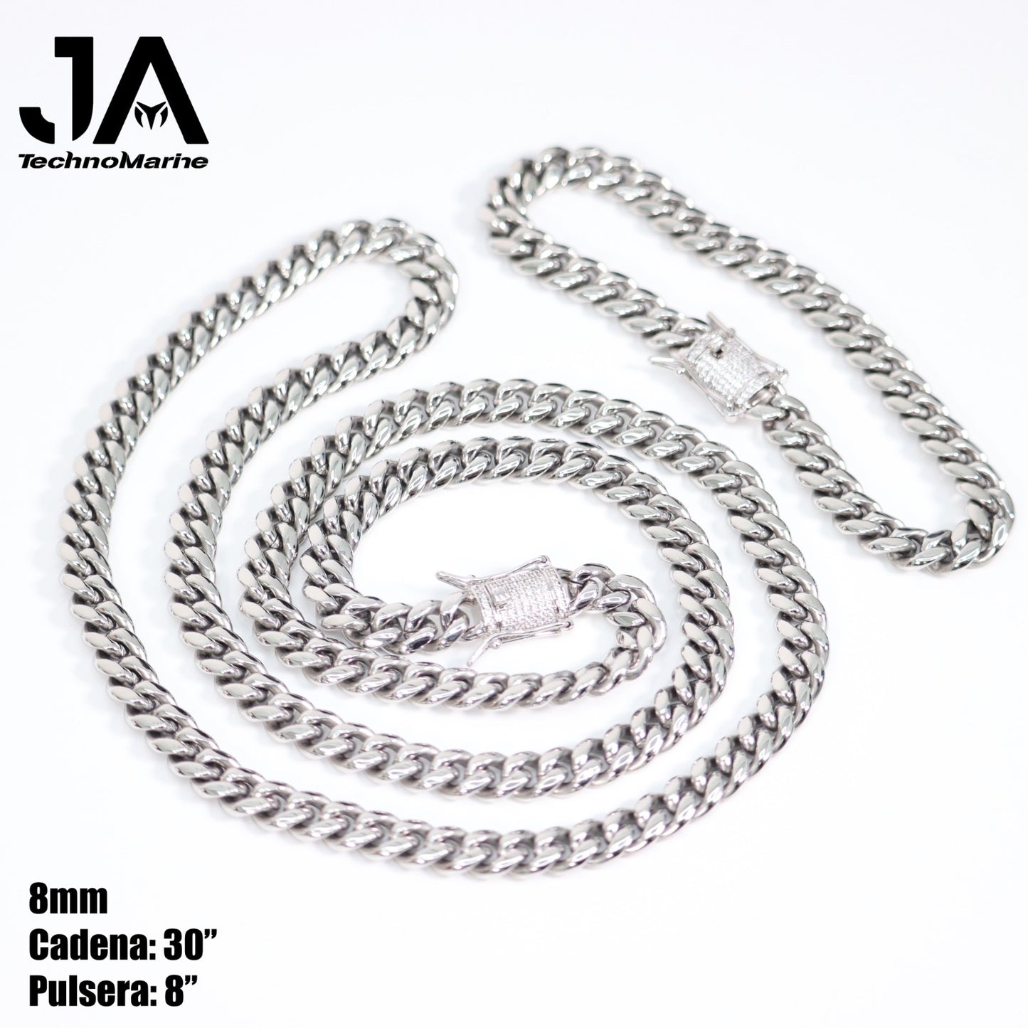Cadenas Cubanas hombre 8mm 30” Stainless Steel