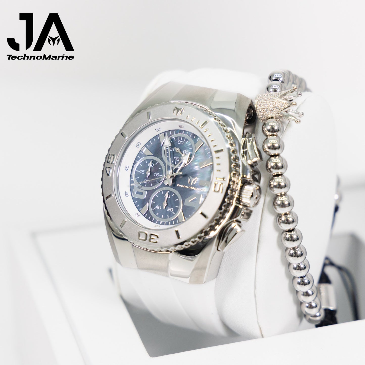 New Modelo 2025 TechnoMarine Cruise Original Men's Watch w/ Mother of Pearl Dial 44 mm, Black, Silver Green with Interchangeable Strap + 5% De Descuento = $139.99