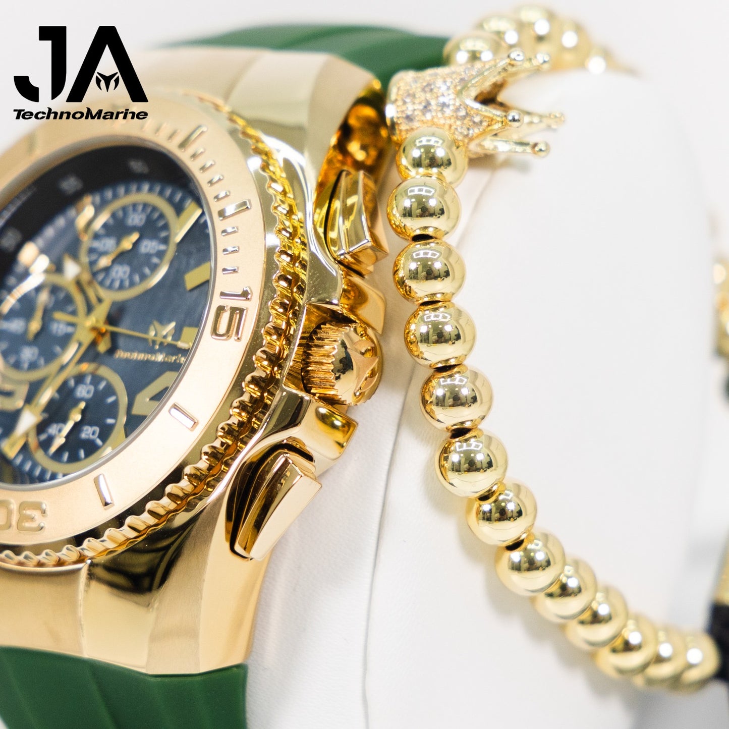 New Modelo 2025 TechnoMarine Cruise Original Men's Watch w/ Mother of Pearl Dial 44 mm, Black, Oro Green with Interchangeable Strap + 5% De Descuento = $139.99