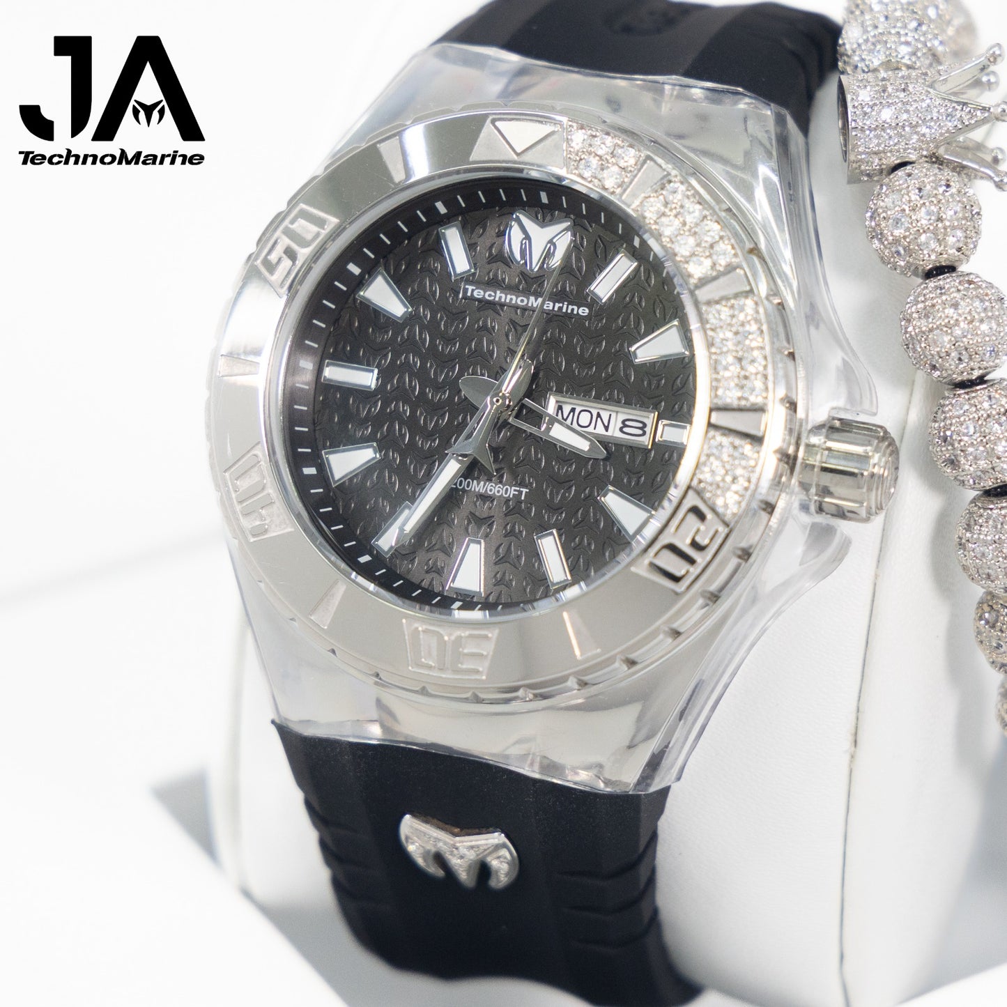 TechnoMarine Cruise Monogram Men's Watch - 47.8mm Correa Fondo Negro Silver Custom