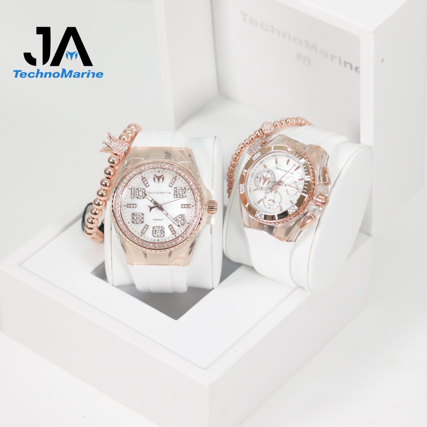 Set Dos Technomarine Cruise Monogram 42mm Rose Gold with Stones, TechnoMarine Cruise California Women’s - 40MM Rose Gold Dos Pulseras