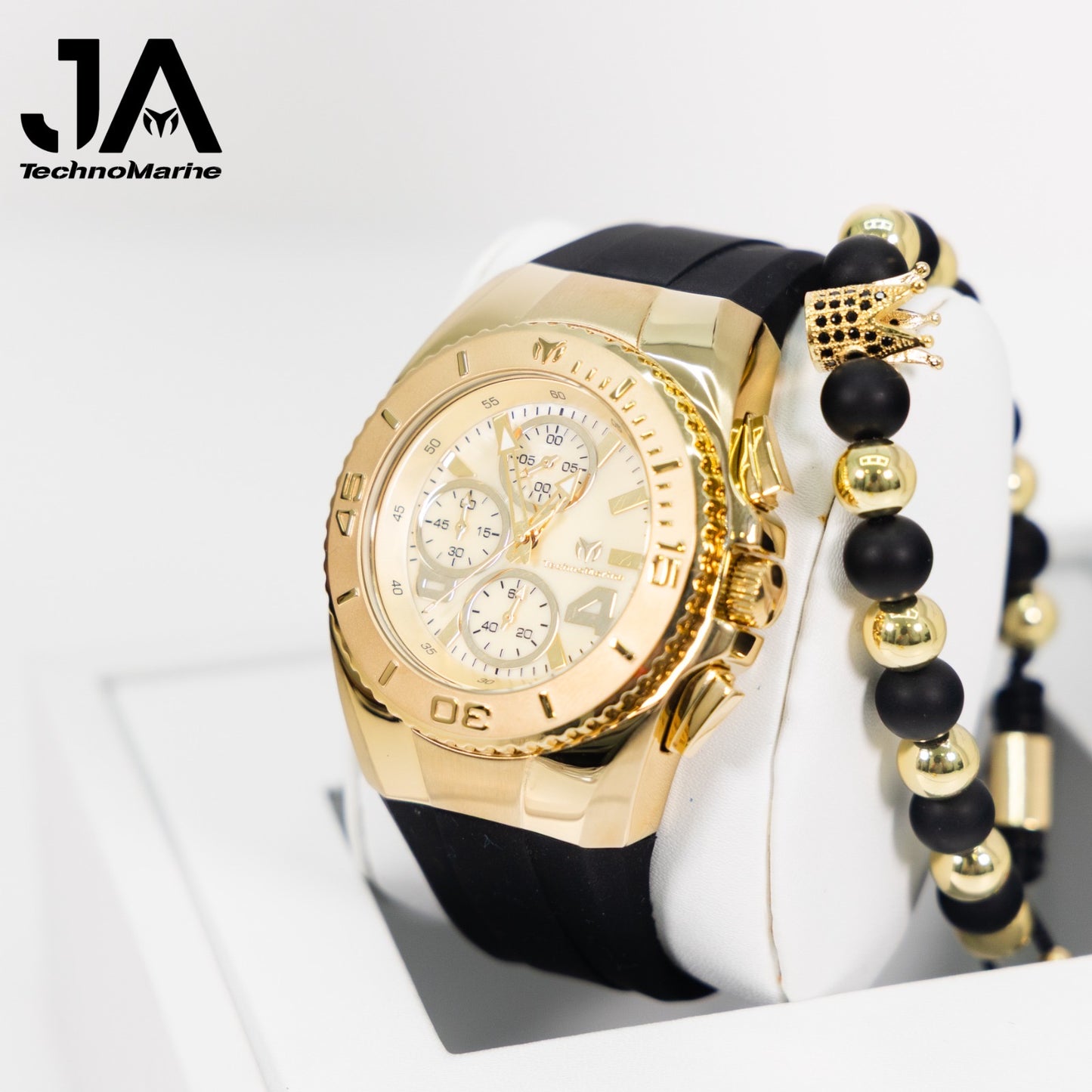 New Modelo 2025 TechnoMarine Cruise Original Men's Watch w/ Mother of Pearl Dial 44 mm, Black, Oro Green with Interchangeable Strap + 5% De Descuento = $139.99
