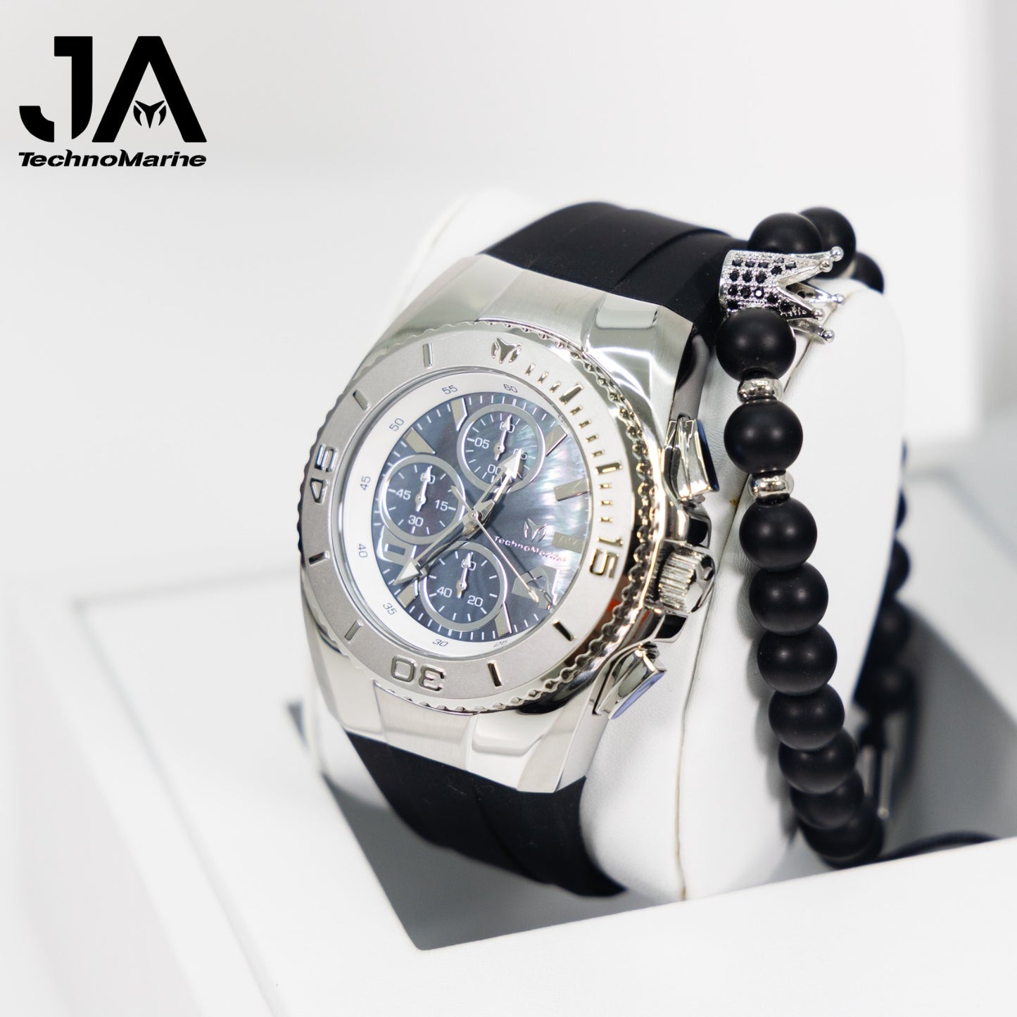 New Modelo 2025 TechnoMarine Cruise Original Men's Watch w/ Mother of Pearl Dial 44 mm, Black, Silver Green with Interchangeable Strap + 5% De Descuento = $139.99