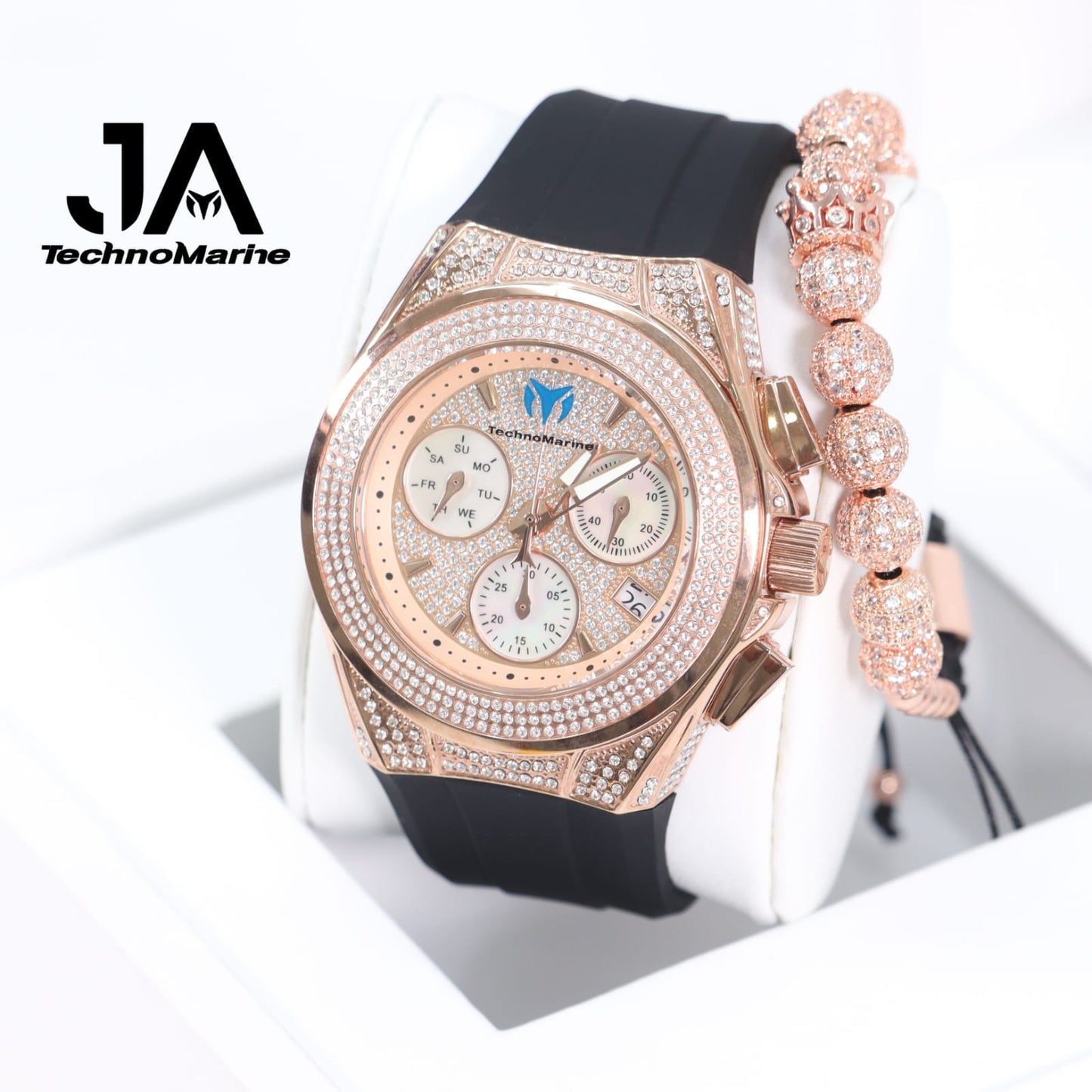 Technomarine (Pave) Cruise Collection Maquina Suiza Color Oro Rosado Una Pulsera Gratis