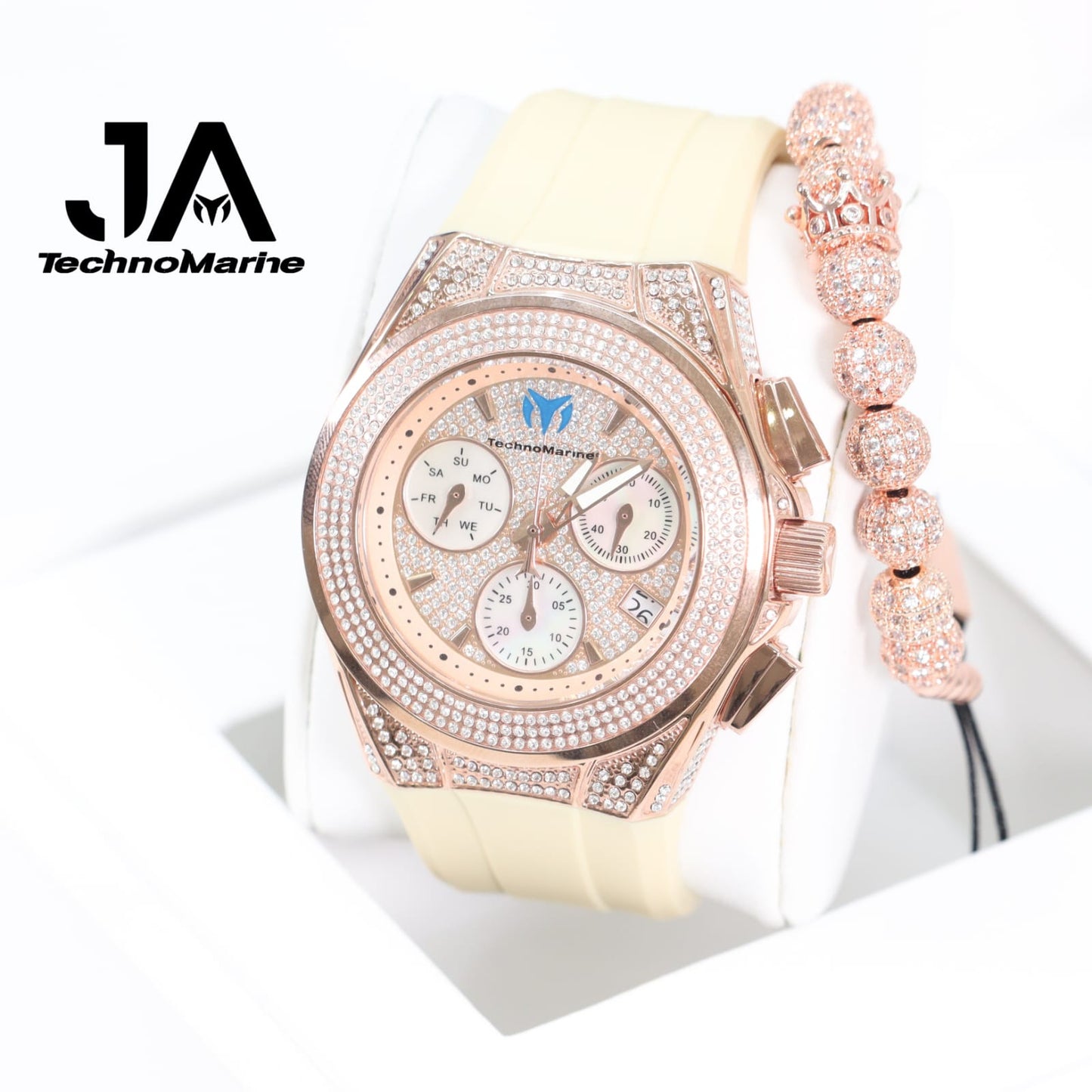 Technomarine (Pave) Cruise Collection Maquina Suiza Color Oro Rosado Una Pulsera Gratis