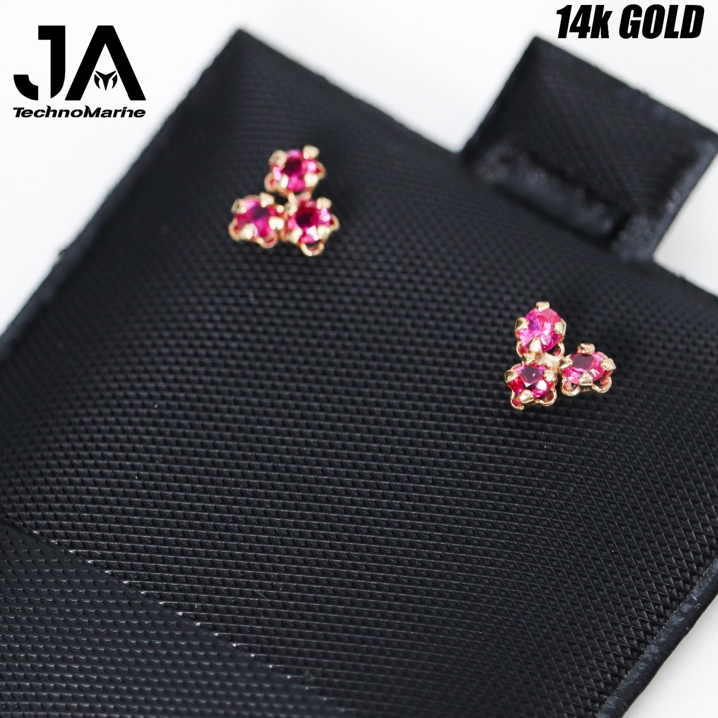 Zirconias Tres Piedras Rosada 14k