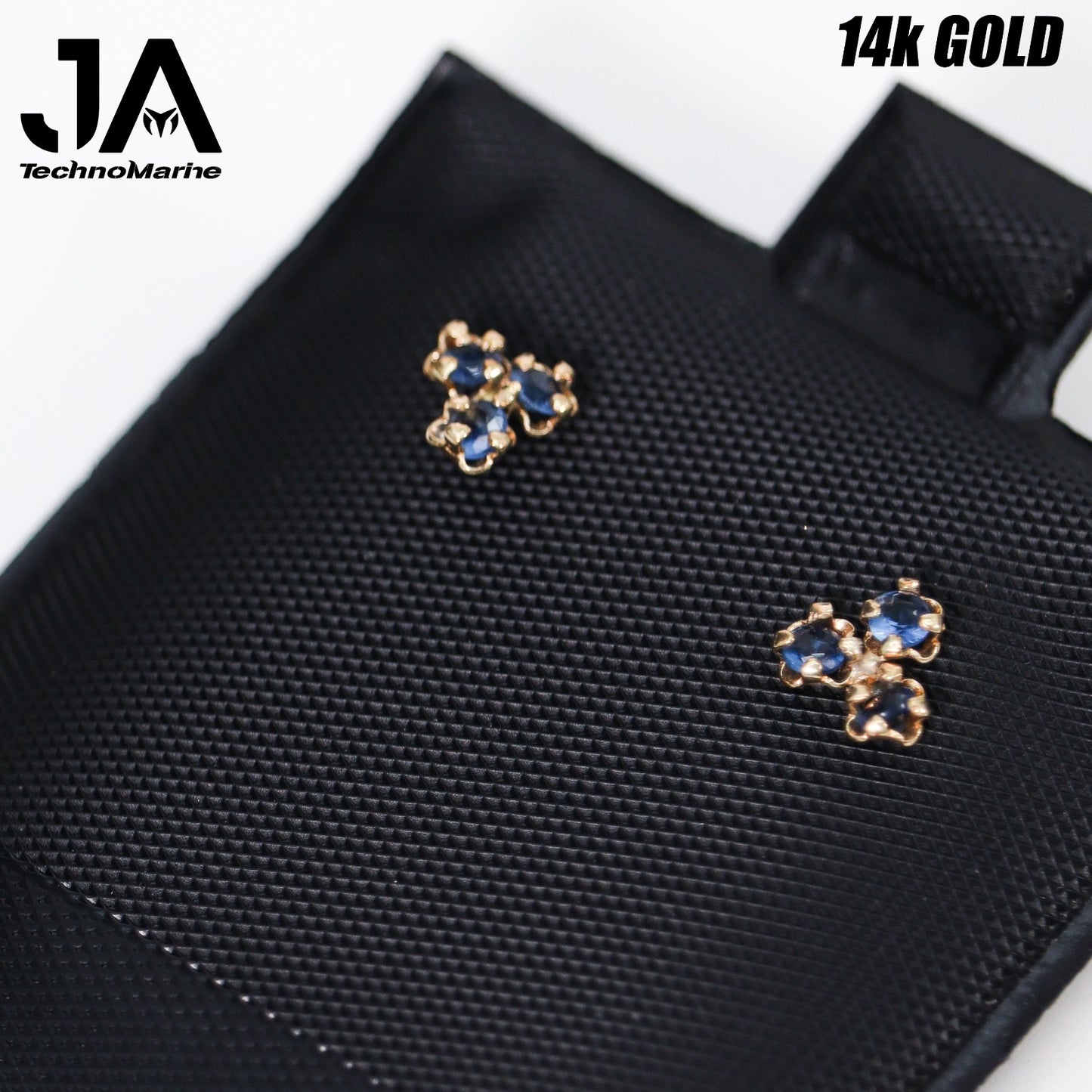 Zirconias De Tres Piedras Azul 14k