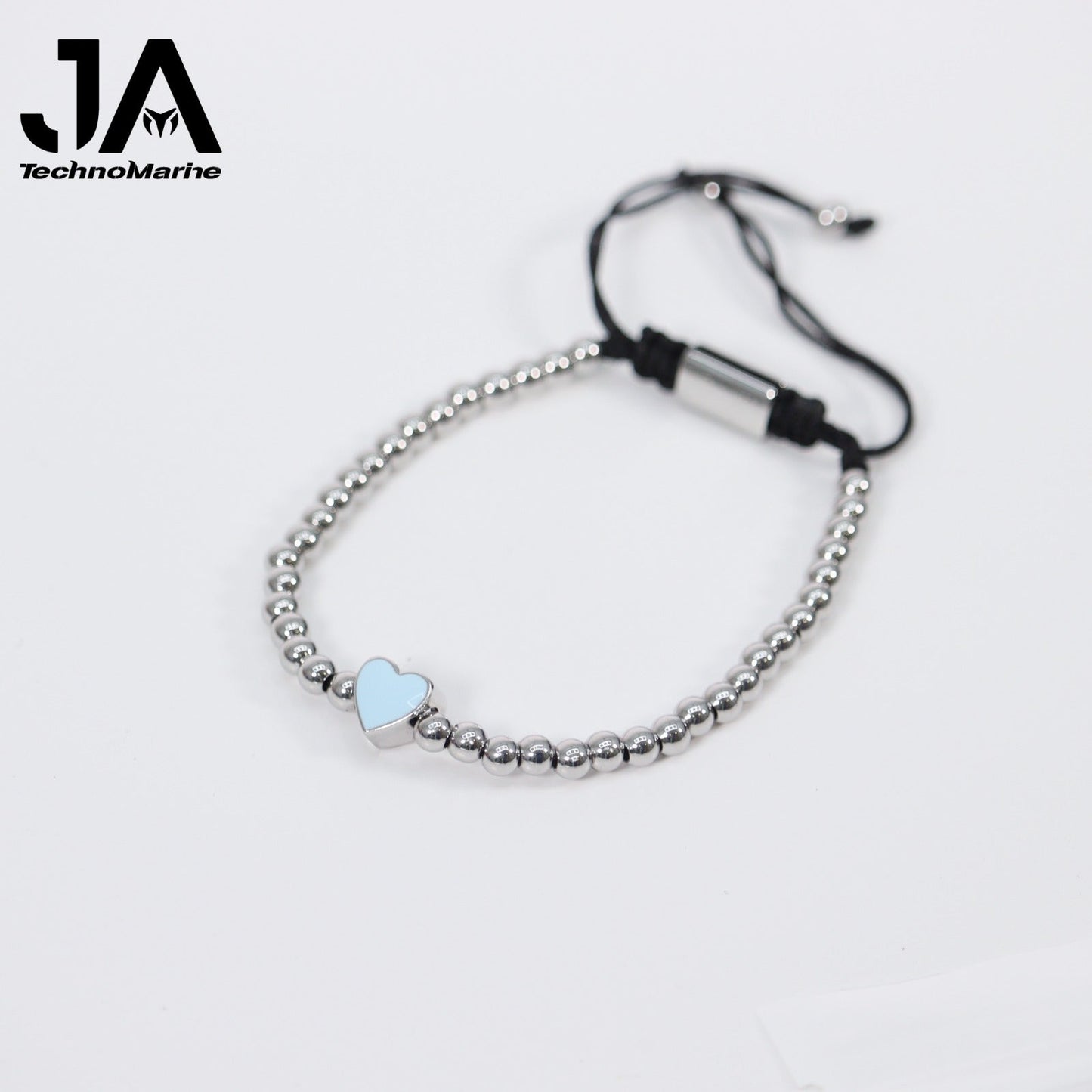 🎁 Pulsera De Corazón Azul Clarita Mujer Silver Ajustable Stainless Steel (Discount)