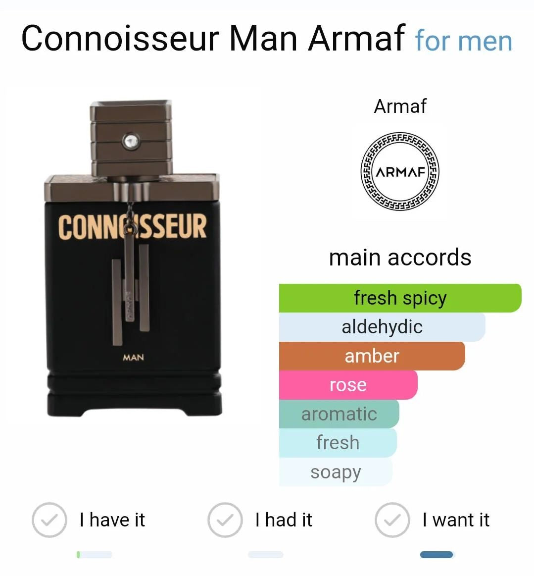 CONNOISSEUR ARMAF 3.4OZ