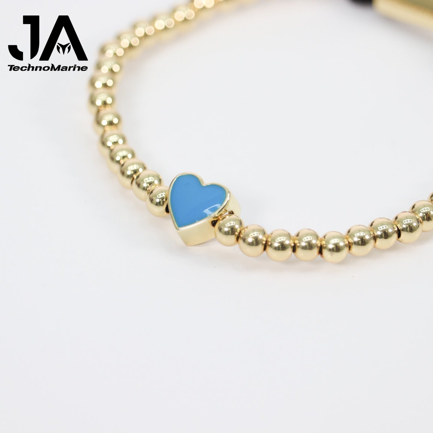 Pulsera De Corazón Azul Mujer Dorada Ajustable Stainless Steel