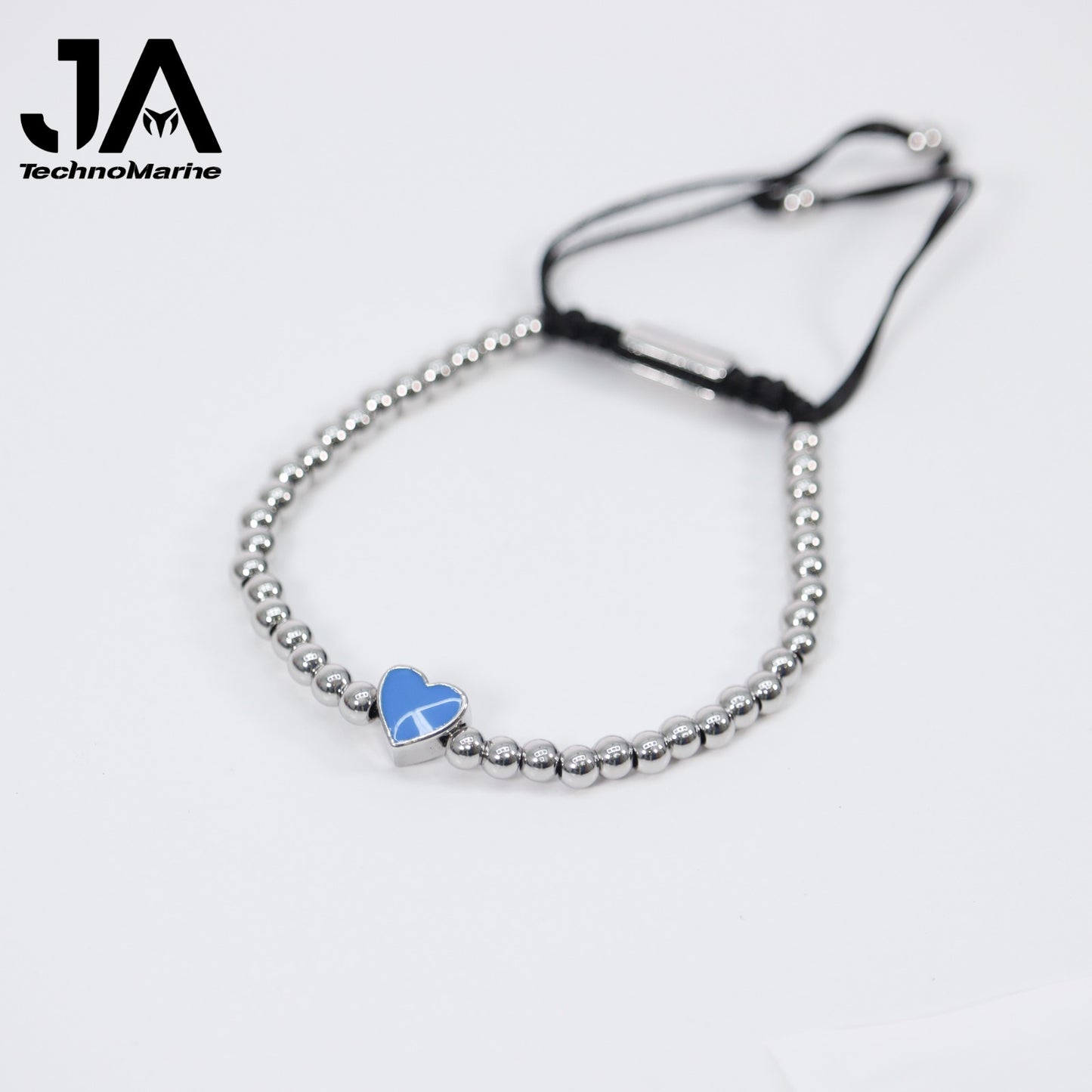 Pulsera De Corazón Azul Mujer Silver Ajustable Stainless Steel