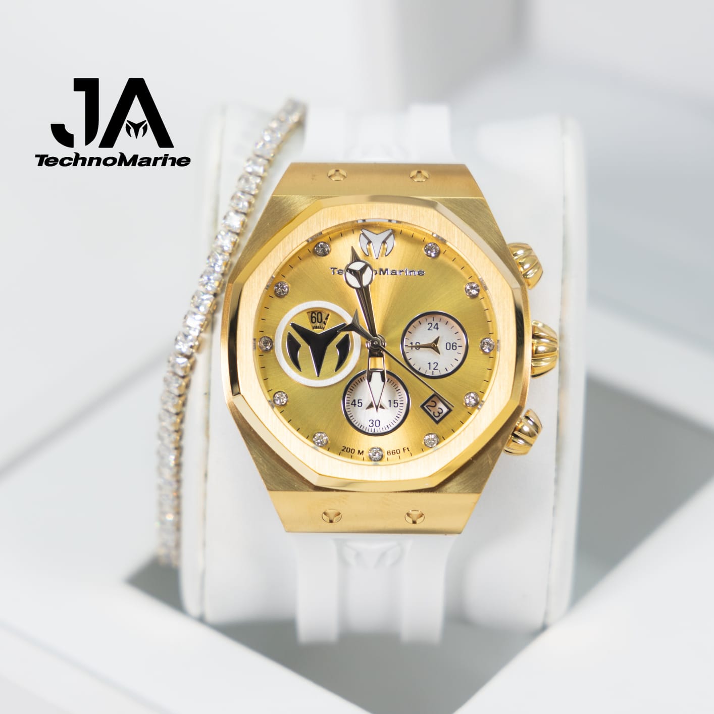 Technomarine Women Reef Sun Stainless Steel Quartz Watch With Silicone Strap 40mm Gold