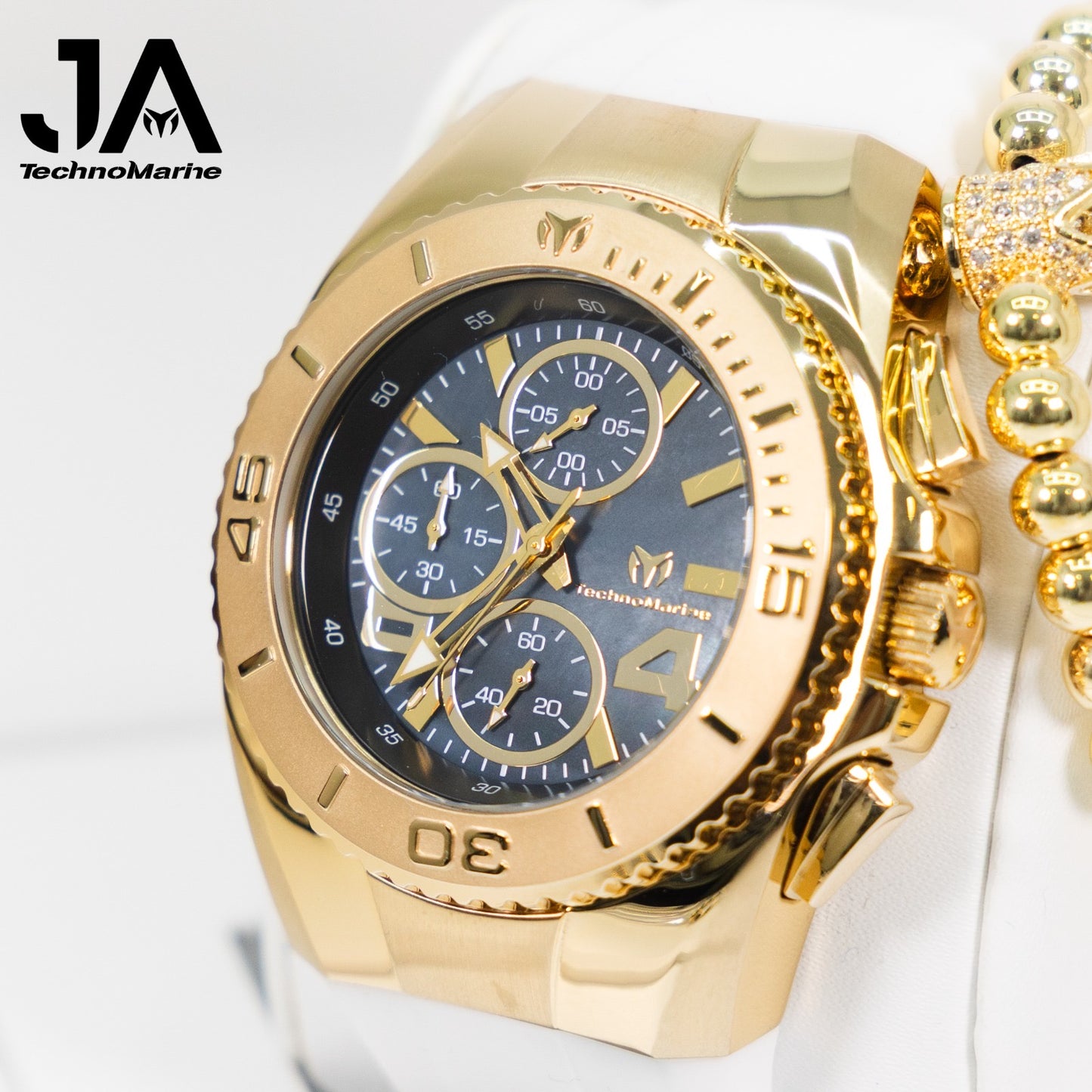 New Modelo 2025 TechnoMarine Cruise Original Men's Watch w/ Mother of Pearl Dial 44 mm, Black, Oro Green with Interchangeable Strap + 5% De Descuento = $139.99