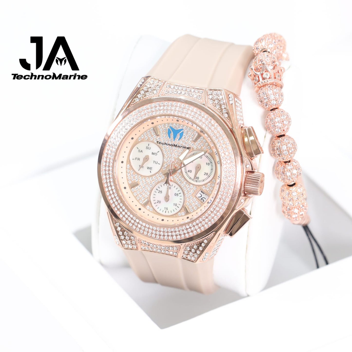 Technomarine (Pave) Cruise Collection Maquina Suiza Color Oro Rosado Una Pulsera Gratis
