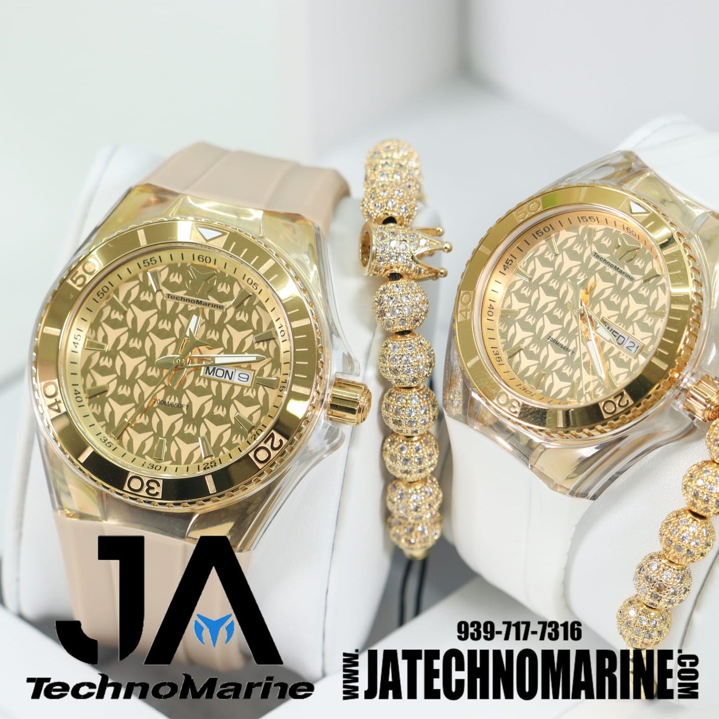 2 x 1 Set Technomarine Cruise Monogram 46mm Men's and Cruise monogram 40mm Women's Two Bracelet