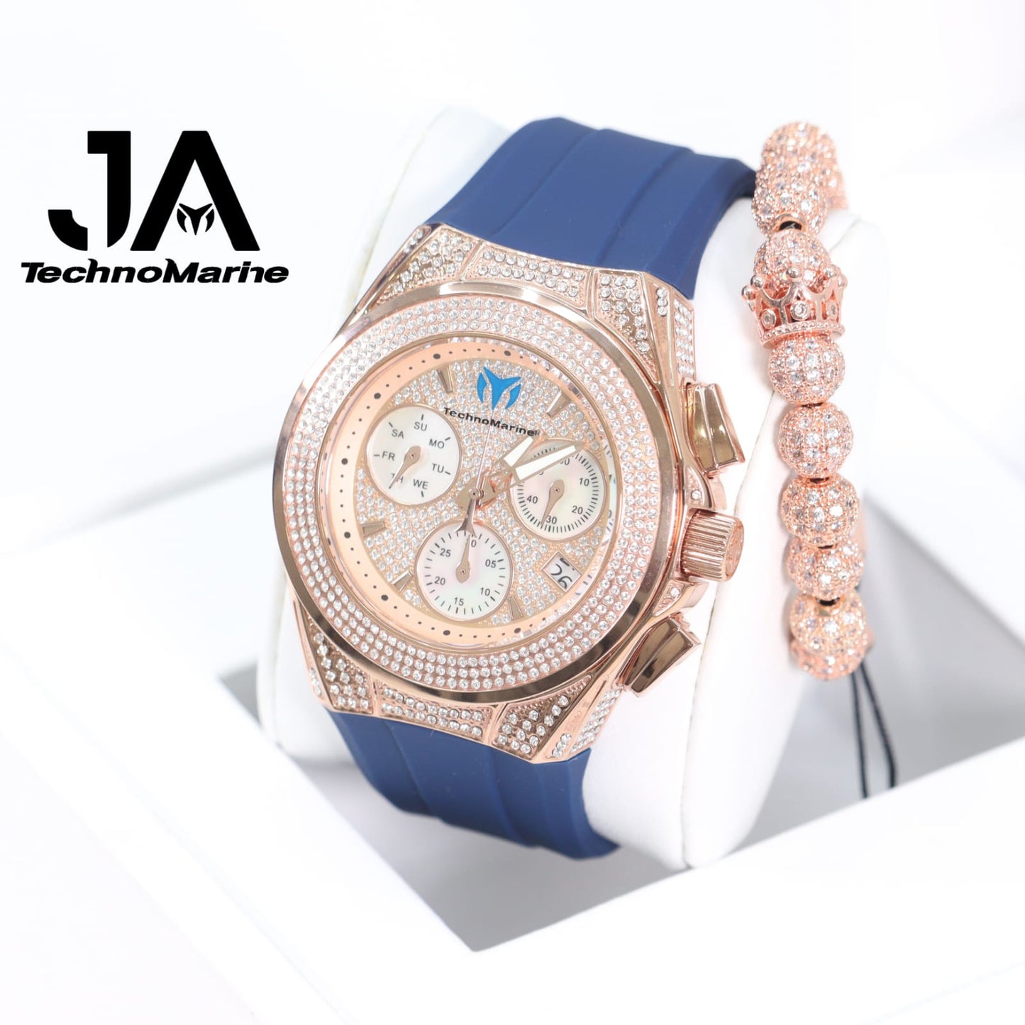 Technomarine (Pave) Cruise Collection Maquina Suiza Color Oro Rosado Una Pulsera Gratis