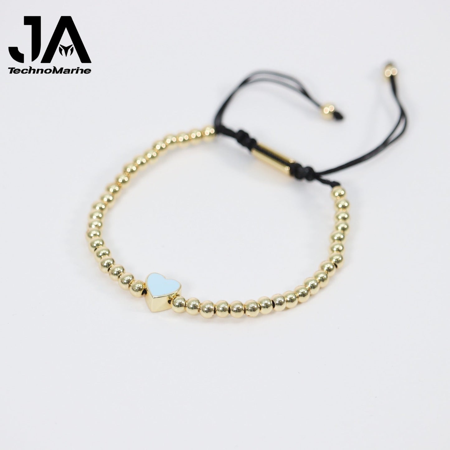 🎁 Pulsera De Corazón Azul Mujer Dorada Ajustable Stainless Steel (Discount)
