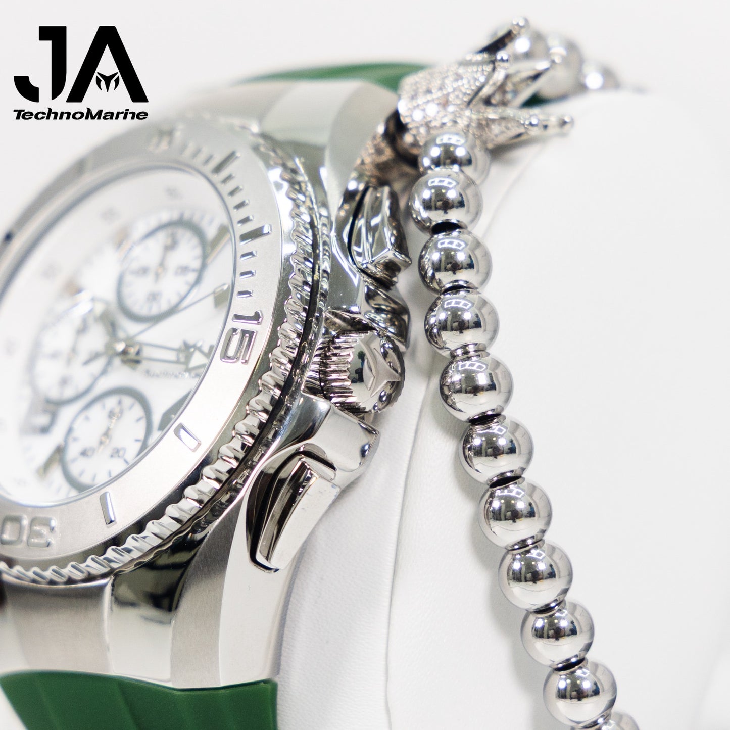 New Modelo 2025 TechnoMarine Cruise Original Men's Watch w/ Mother of Pearl Dial 44 mm, Black, Silver Green with Interchangeable + 5% De Descuento = $139.99